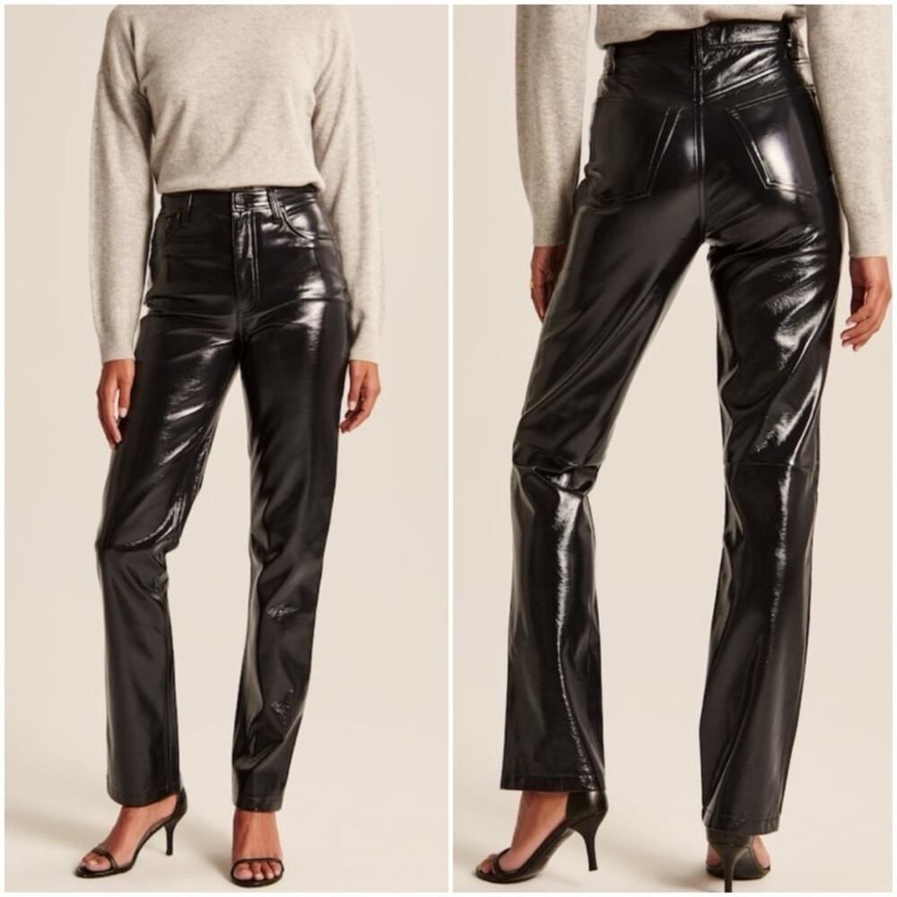 Abercrombie & Fitch Patent Leather The 90s Straight Ultra High Rise Pants